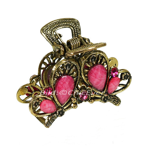 Haargreifer Schmetterlinge Haarklammer Metall Strass 3x2cm rosa gold 5702d